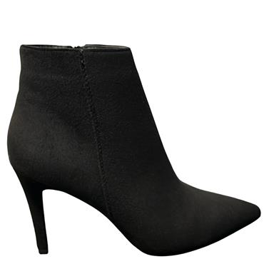 REDZ WOMENS POINT TOE ZIP ANKLE BOOT - BLACK SUEDE